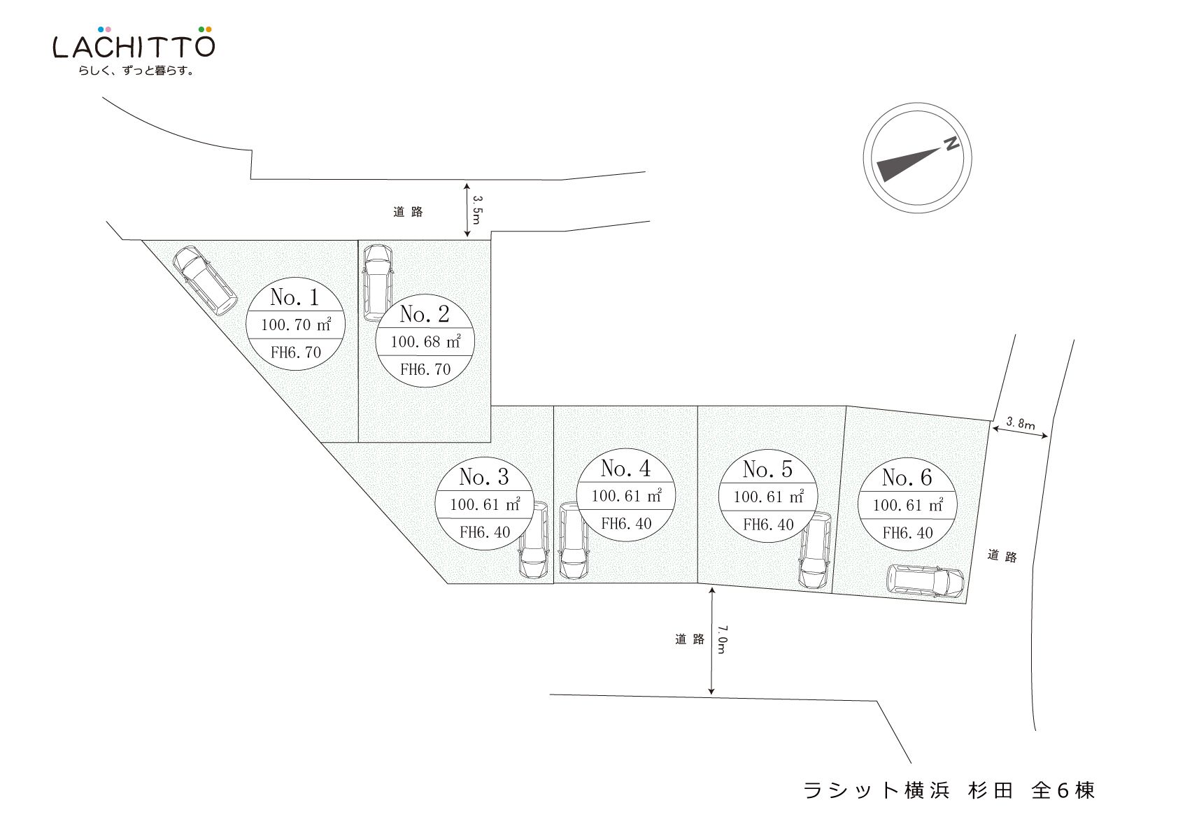 ラシット横浜 杉田 全6棟-全体区画図