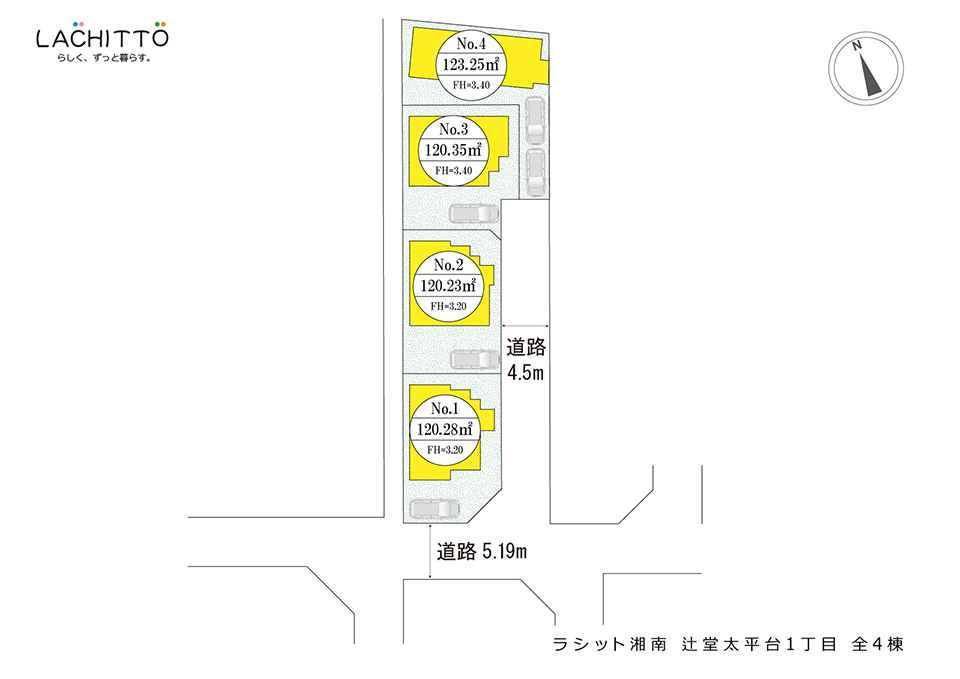 ラシット湘南 辻堂太平台1丁目 全4棟 全体区画図
