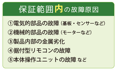 保証範囲内の故障原因