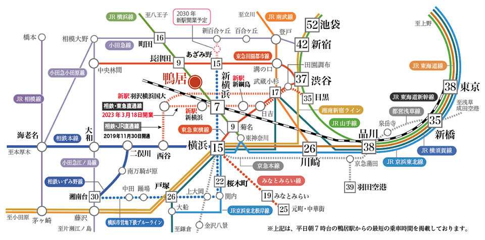 JR鴨居駅路線図