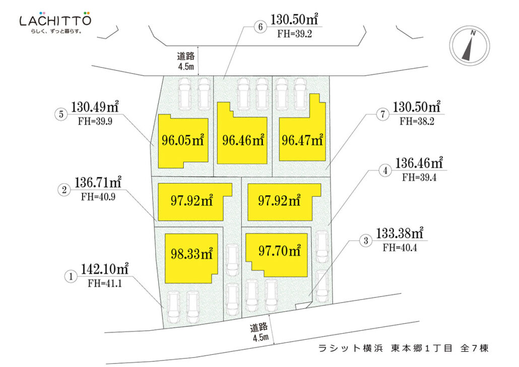 ラシット横浜 東本郷1丁目 全7棟 全体区画図