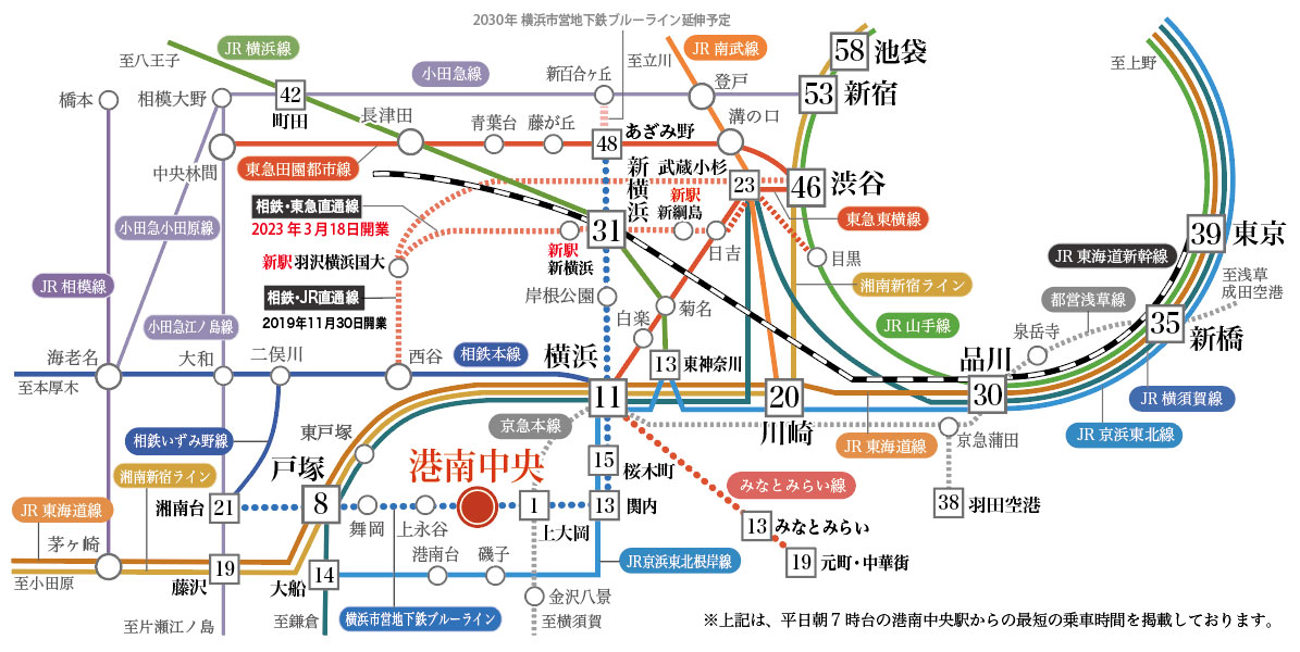 横浜市営地下鉄ブルーライン 港南中央駅 路線図