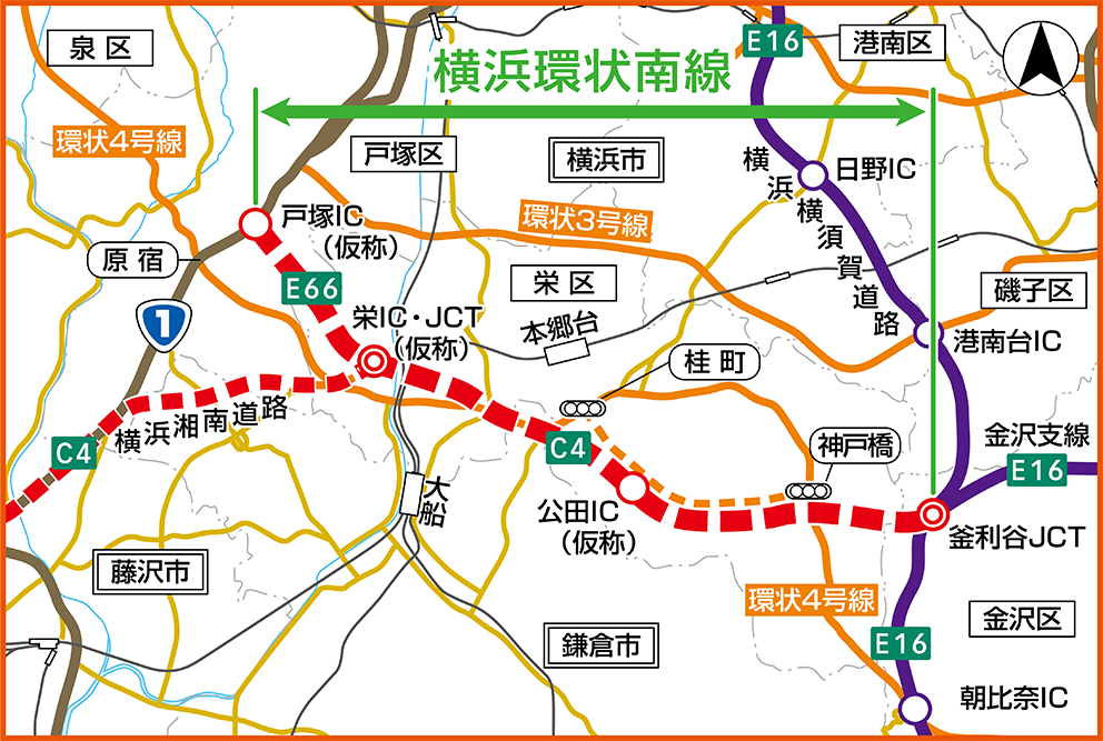 横浜環状南線 計画図