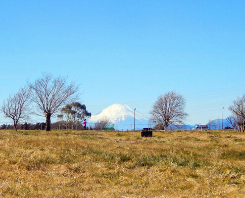 冬の通信隊グラウンドから見た富士山