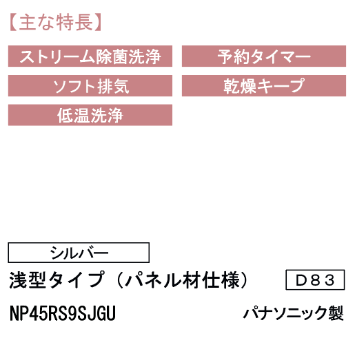 LIXIL システムキッチン ES 食器洗い乾燥機プラン 食器洗い乾燥機 浅型タイプの特長