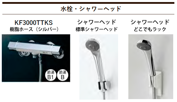 タカラスタンダード システムバス 水栓とシャワーヘッド