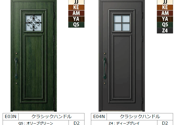 耐熱玄関ドア ヴェナートD30 カラー & デザインのバリエーション E03N、E04N
