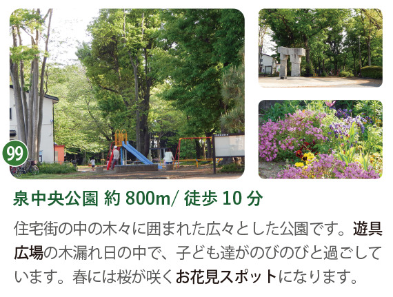 泉中央公園の遊具広場や花壇