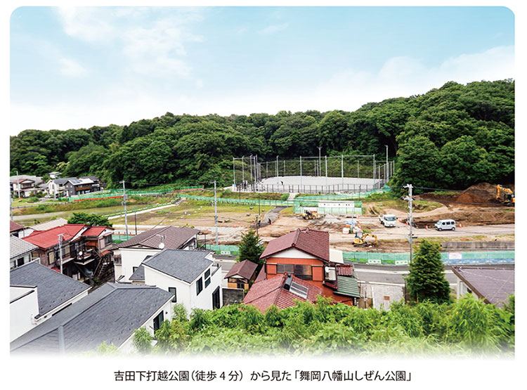 吉田下打越公園から見た整備中の「舞岡八幡山しぜん公園」
