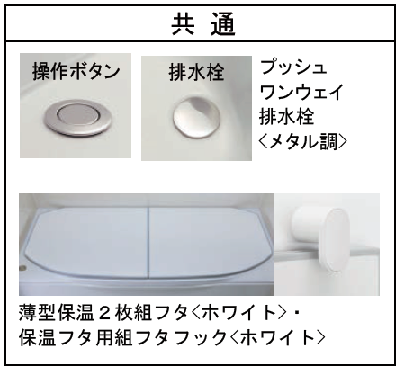 リクシル システムバスルーム AX 操作ボタン、排水栓、保温フタ、フタフック