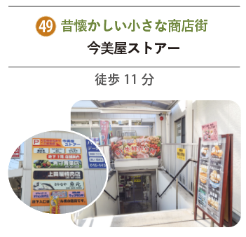 今美屋ストアーの入り口と壁面看板の写真