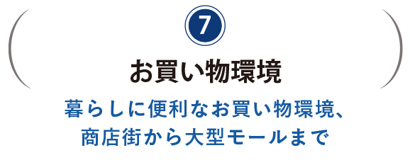 お買い物環境。暮らしに便利なお買い物環境、商店街から大型モールまで