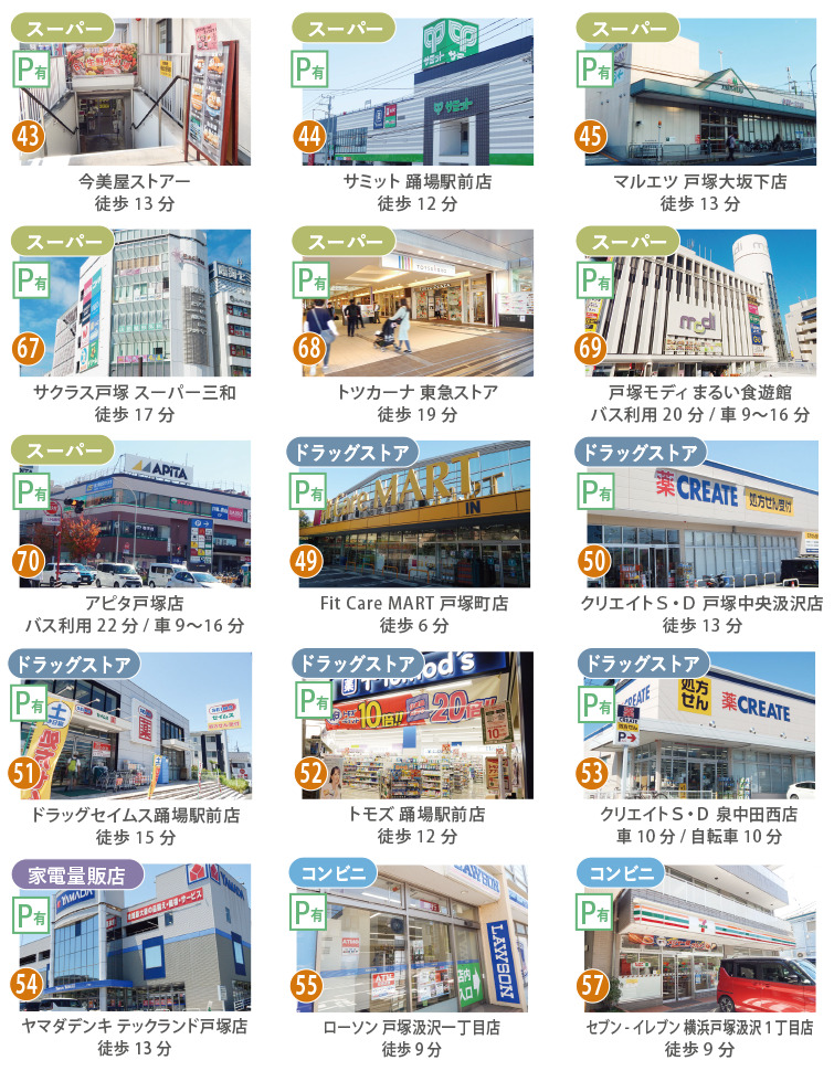 汲沢、戸塚駅周辺のお買い物スポット