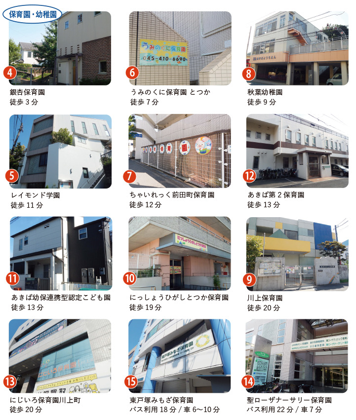 秋葉町周辺の保育園・幼稚園の外観写真