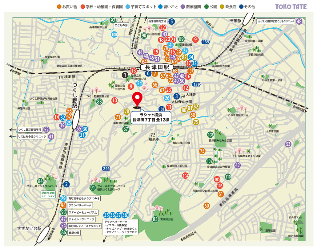 長津田7丁目 周辺環境マップ 長津田7丁目 周辺環境マップ