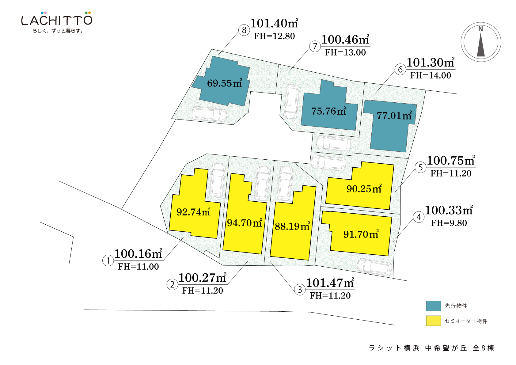 ラシット横浜 中希望が丘 全8棟 区画図