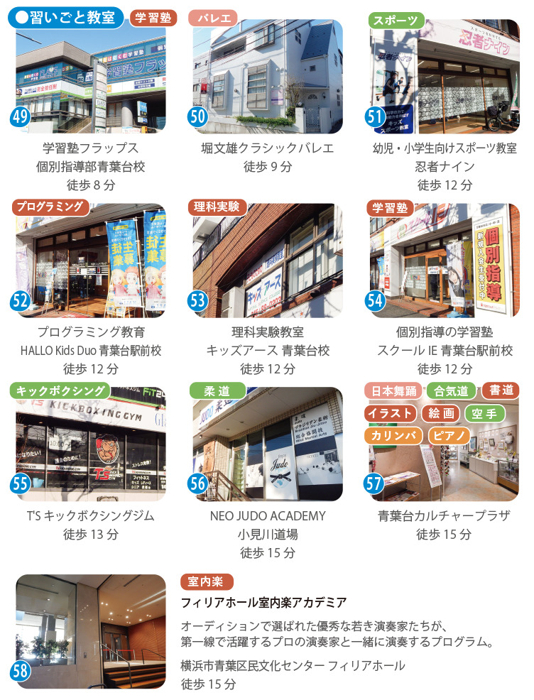 しらとり台周辺の習いごと教室一覧。学習塾やバレエ、スポーツなど子どもの成長を支える教育環境