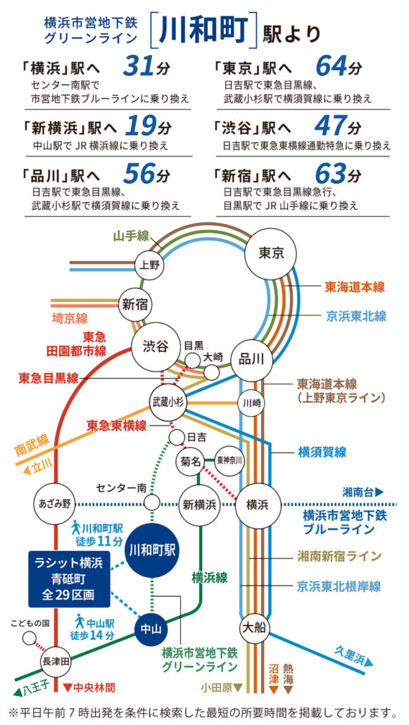 横浜市営地下鉄グリーンライン 川和町駅 路線図
