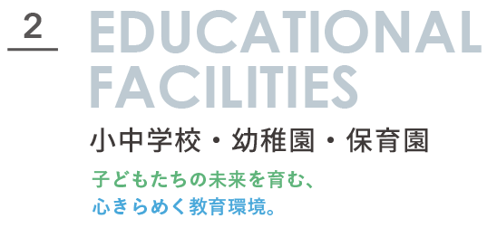 富士塚1丁目の教育環境|子どもの未来を育む街 富士塚1丁目周辺の教育環境を紹介するEDUCATIONAL FACILITIESセクションタイトル画像