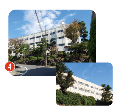 戸塚区下倉田町の教育環境。横浜市立豊田中学校（約900m/徒歩12分）の校舎外観。小学校に続いて中学校も近く、子どもの成長に合わせて通いやすい立地です。