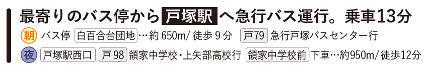 戸塚駅へ急行バス運行。乗車13分 戸塚駅へ急行バス運行。乗車13分 横浜建物