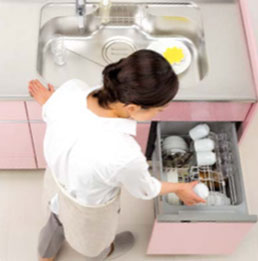 ノーリツ システムキッチン［シンク下食洗機プラン］予洗いしてすぐにセット