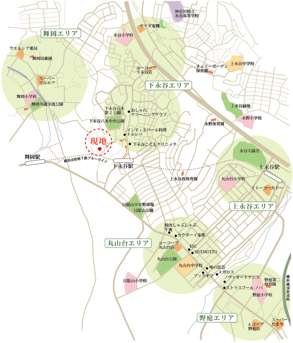 ラシット横浜 グリーンフォレスト下永谷 全5棟（第一期） 周辺マップ