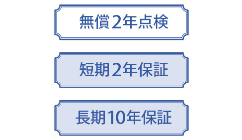 無償2年点検 短期2年保証 長期10年保証 横浜建物 無償2年点検 短期2年保証 長期10年保証 横浜建物
