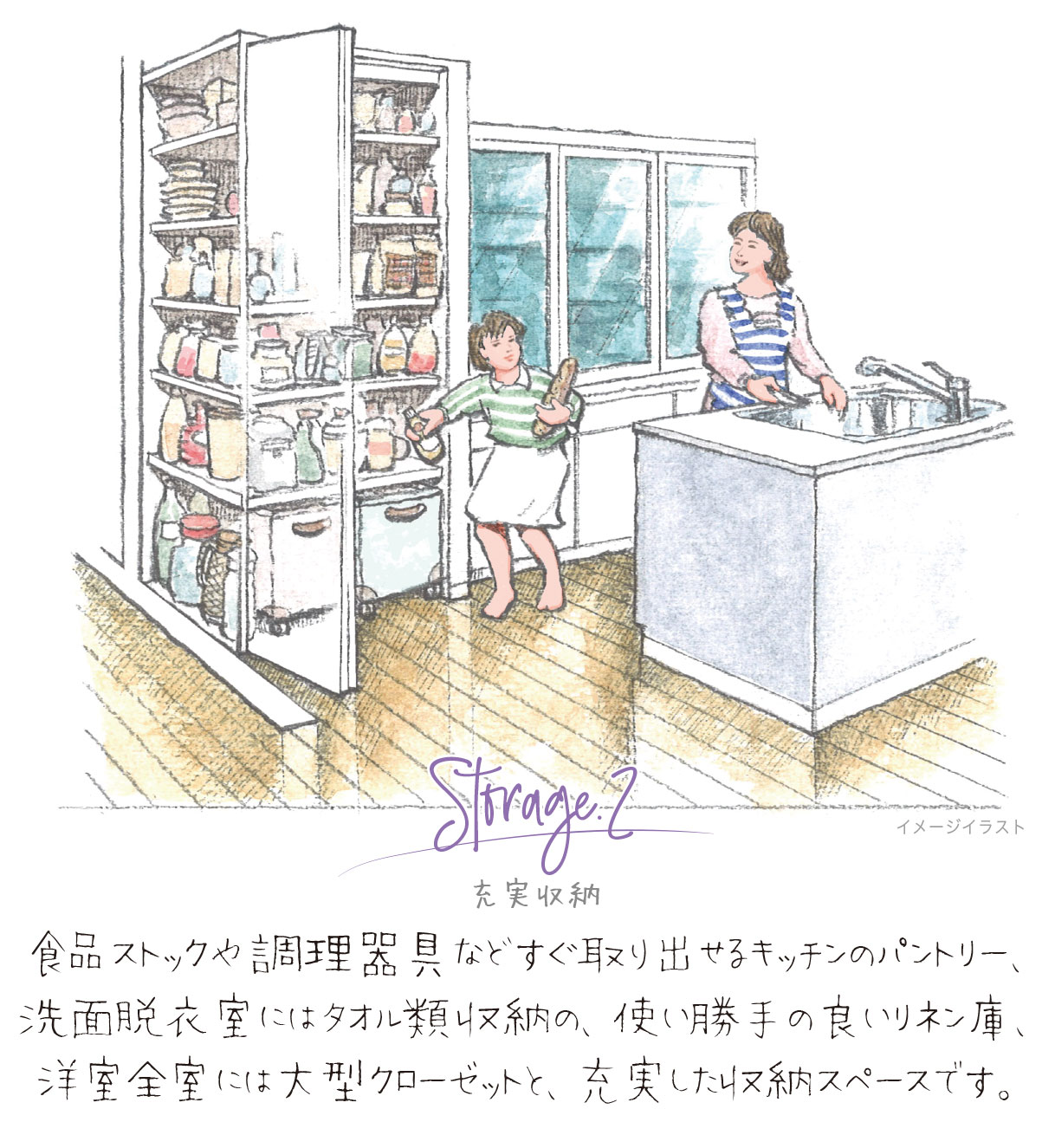 キッチンで役立つ便利なパントリー キッチンで役立つ便利なパントリー 横浜建物